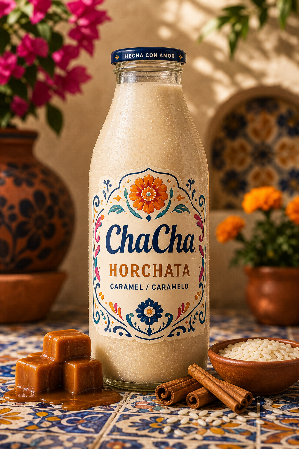 ChaCha Caramel horchata 16 oz glass bottle