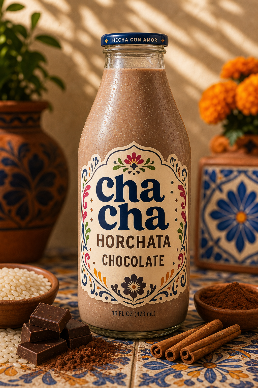 ChaCha Chocolate horchata 16 oz glass bottle