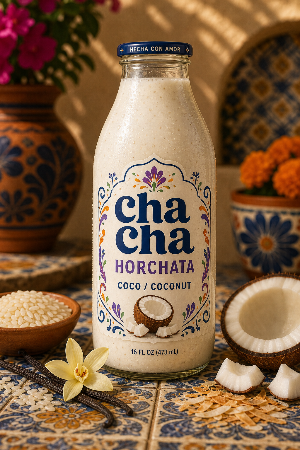 ChaCha Coco horchata 16 oz glass bottle