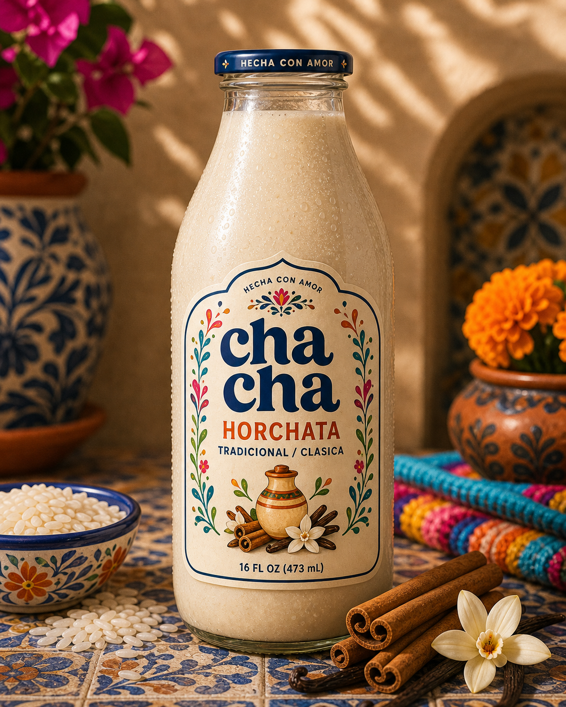 ChaCha Tradicional horchata 16 oz glass bottle