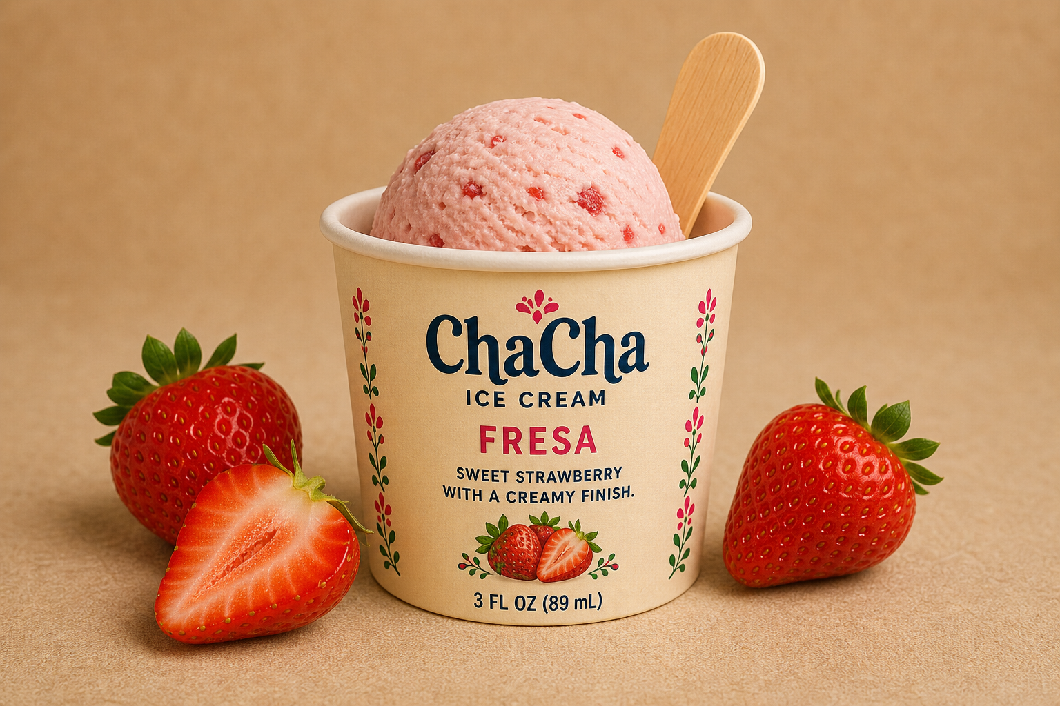ChaCha Fresa ice cream cup