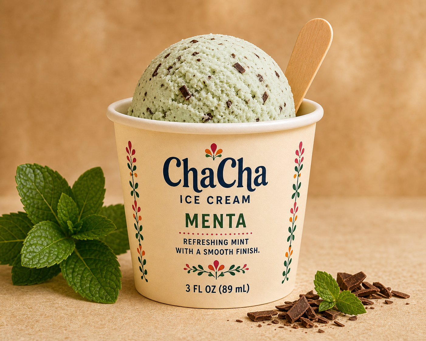 ChaCha Menta mint ice cream cup